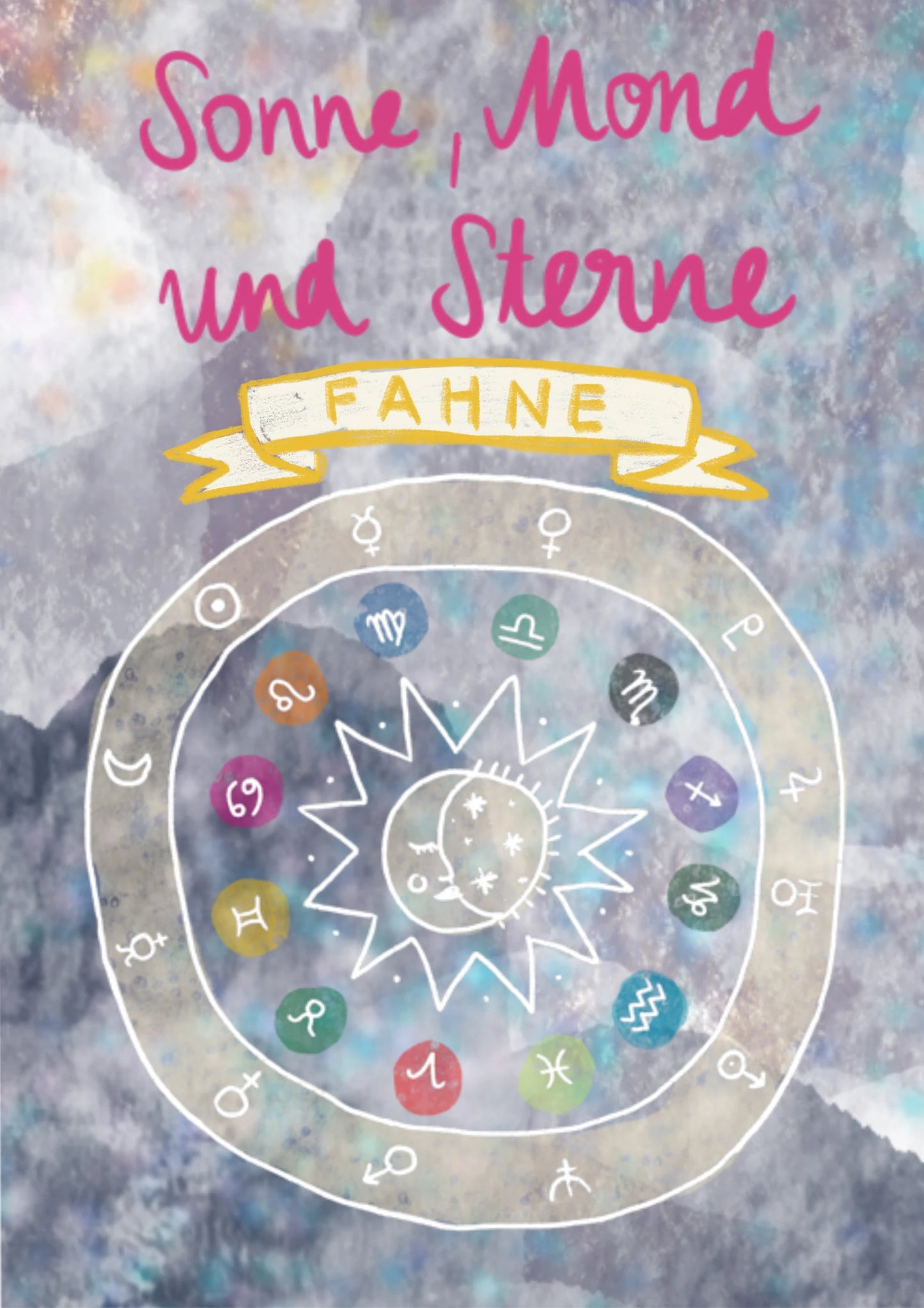 SONNE ☾ MOND ★ STERNE - Fahne